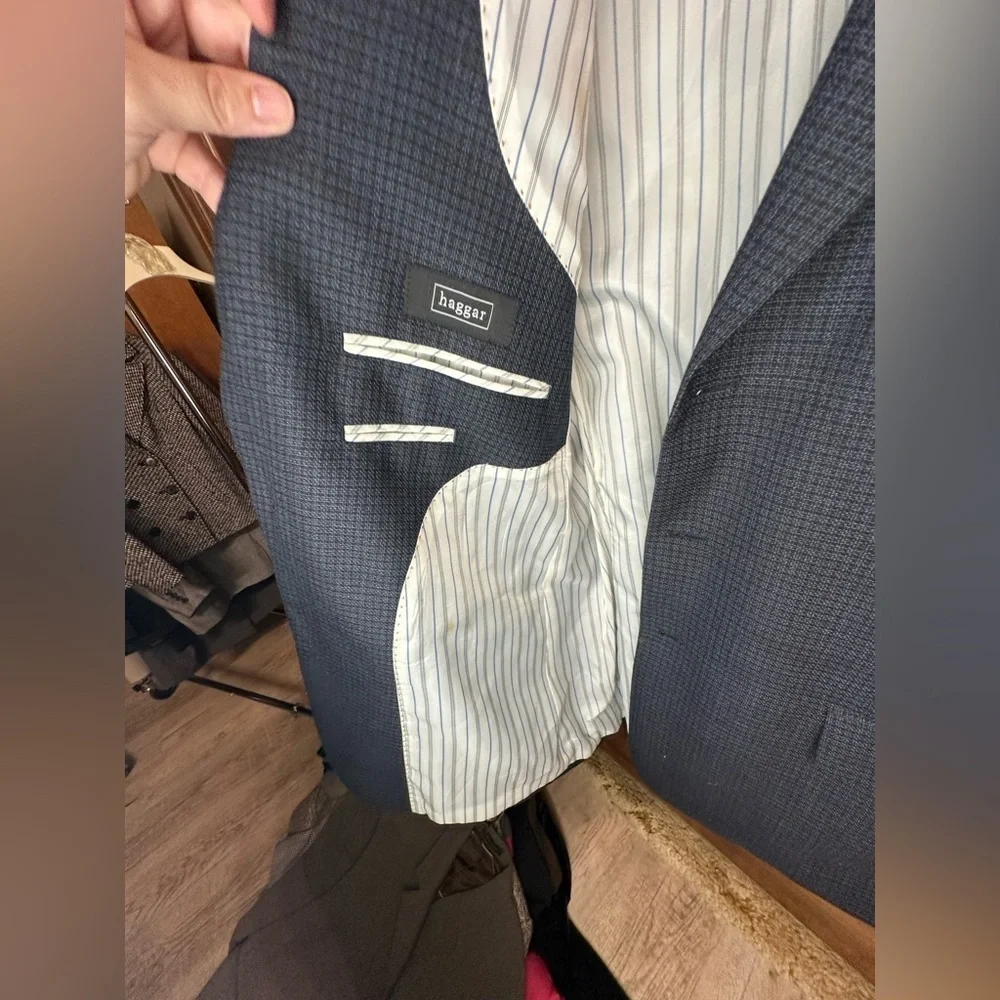 Mens Haggar Three Button Blazer Suit Top Size 44R